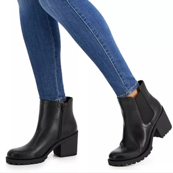 Sun + StoneWomen's Morghan Lug Sole Block-Heel Booties, Size 10 - Picture 5 of 6